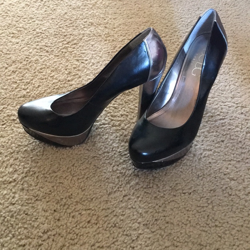 Black and silver heels